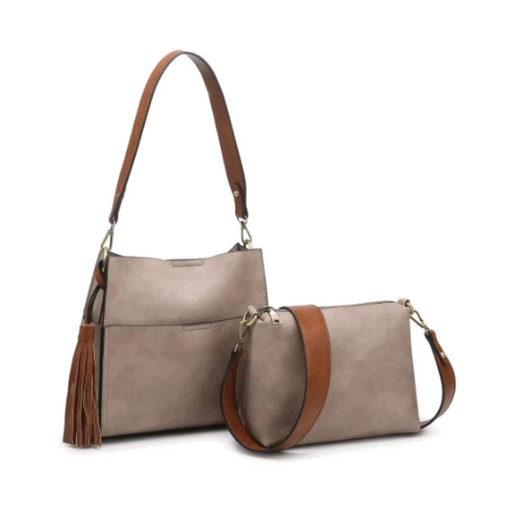 Layla 2-in-1 Bucket Bag-Vegan Leather Shoulder Bag Crossbody Bag-Hobo Handbag
